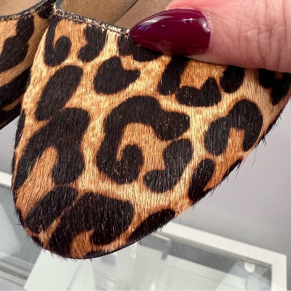 AUBREY LYNN AMANDA LEOPARD PRINT CALF HAIR FUR CHUNKY DRESS HEELS PUMPS Size 6 - Picture 8 of 12